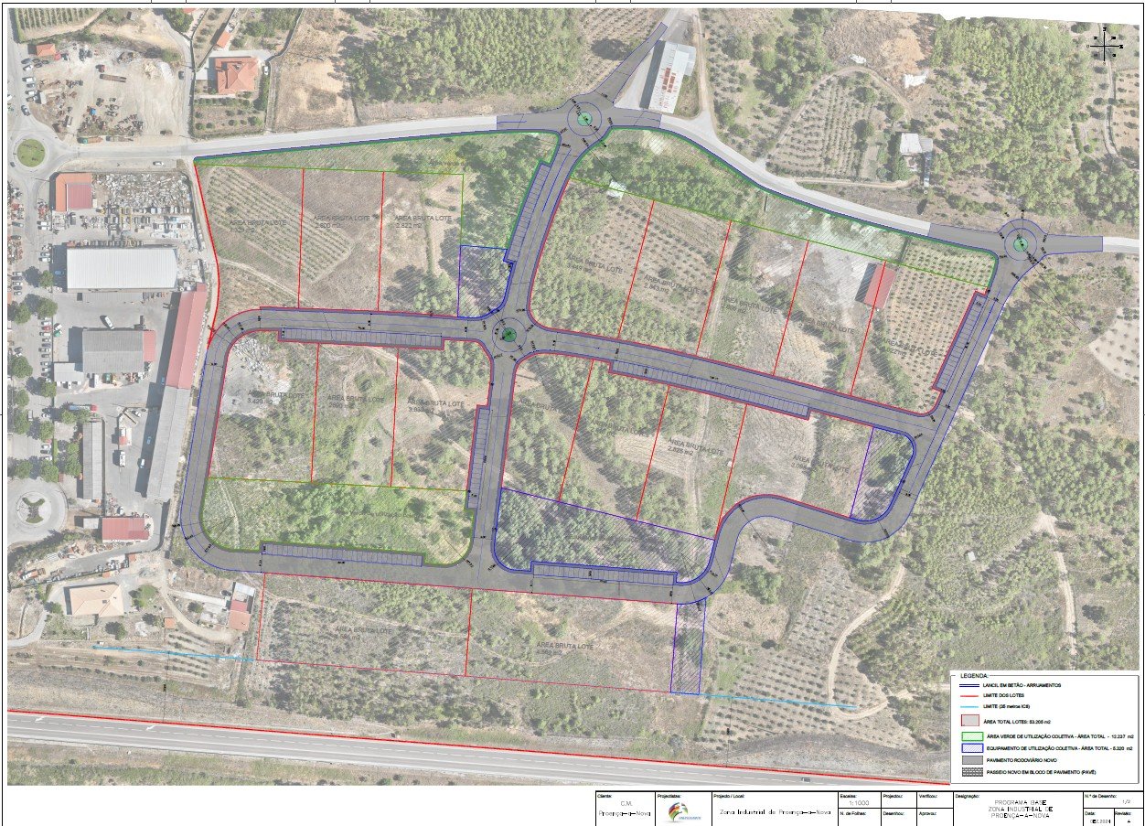 Projeto do loteamento da ampliação da Zona Industrial